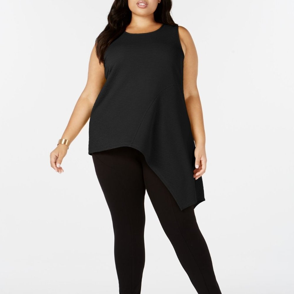 Alfani Plus Textured Asymmetrical Jersey Top Deep